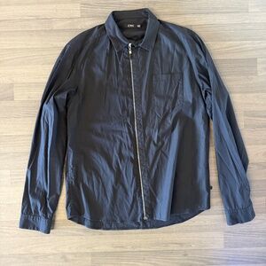 CNC, Italian  black dress shirt size 36/50, similar to Mens US L. Full zipper